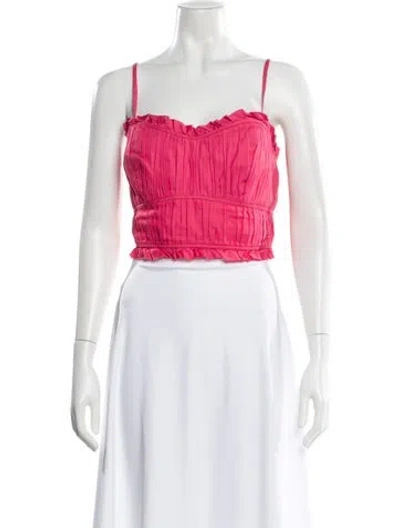 Pre-owned Aje Square Neckline Sleeveless Crop Top In Pink