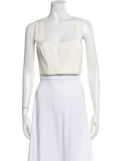 Pre-owned Aje Square Neckline Sleeveless Crop Top In White