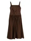 Aje Star Pleated Midi Dress In Brown