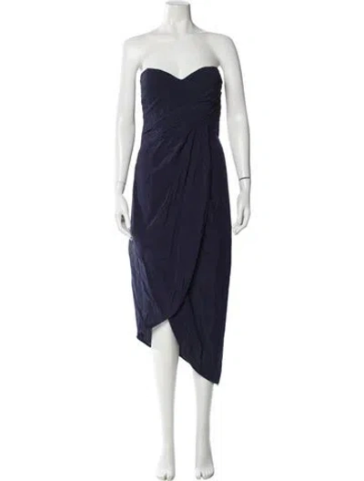 Pre-owned Aje Strapless Knee-length Dress In Blue