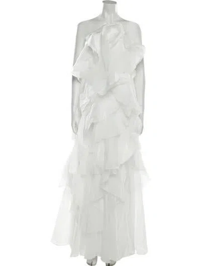 Pre-owned Aje Strapless Long Dress In White