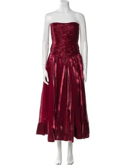 Pre-owned Aje Strapless Midi Length Dress In Burgundy
