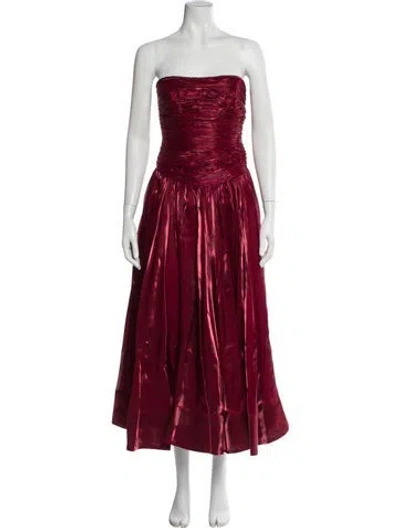 Pre-owned Aje Strapless Midi Length Dress In Burgundy