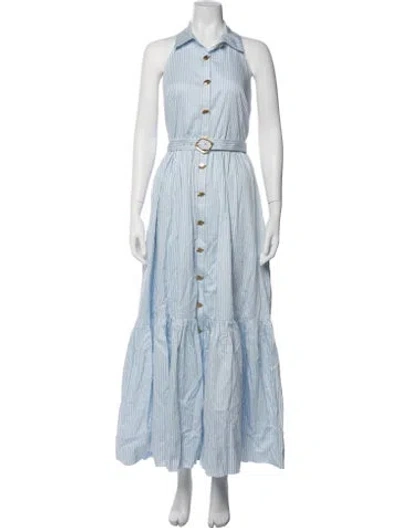 Pre-owned Aje Striped Long Dress In Blue