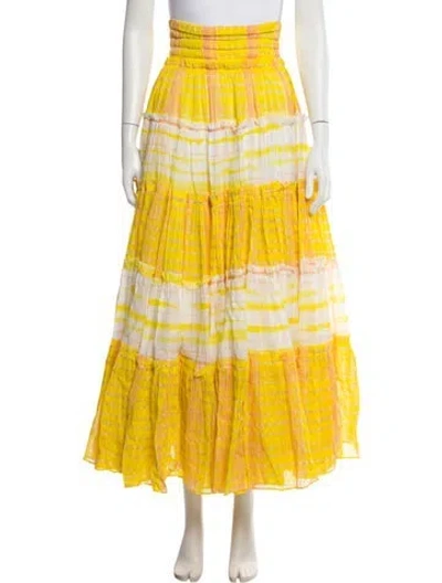 Pre-owned Aje Striped Long Skirt In Yellow