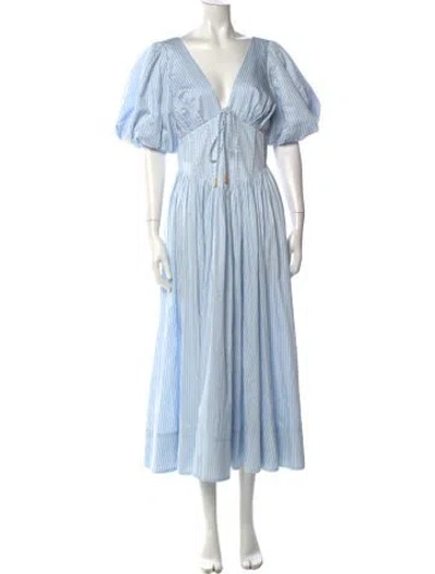Pre-owned Aje Striped Midi Length Dress W/ Tags In Blue