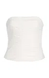Aje Sunbeam Ruched Cotton Bustier In Ivory