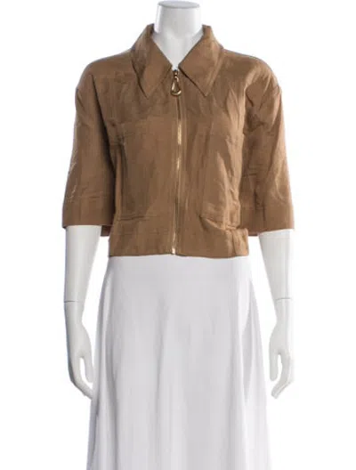 Pre-owned Aje Three-quarter Sleeve Top In Brown