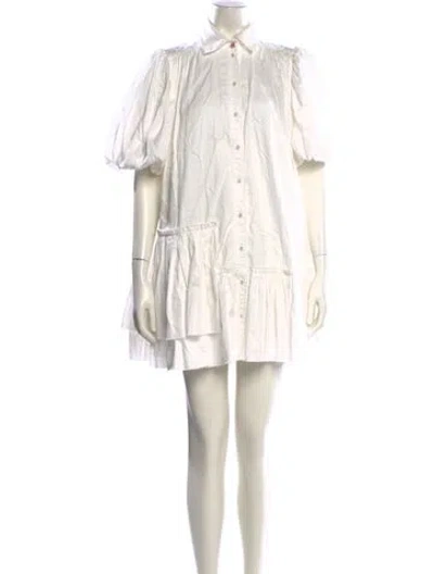 Pre-owned Aje Tie Neck Mini Dress In White