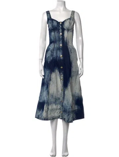 Pre-owned Aje Tie-dye Print Midi Length Dress In Blue