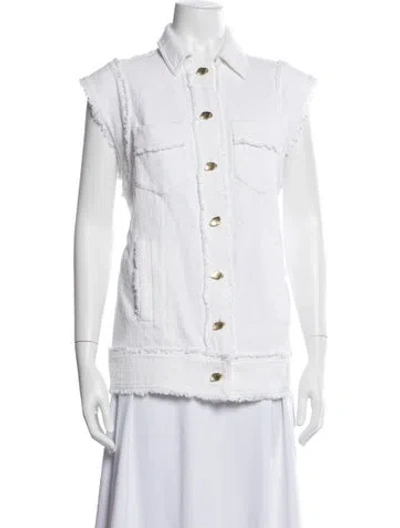 Pre-owned Aje Tweed Pattern Vest In White