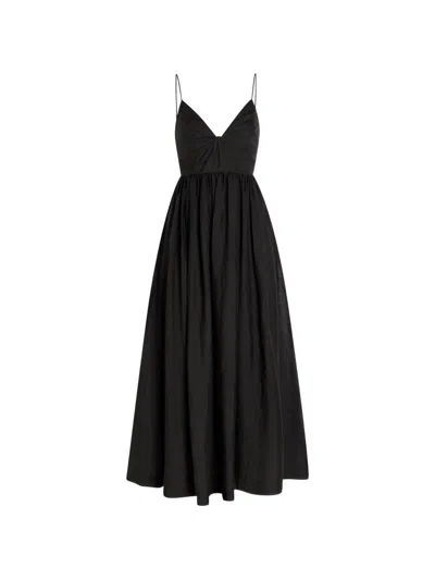 Aje Vacation Pleated Ramie Maxi Dress In Black