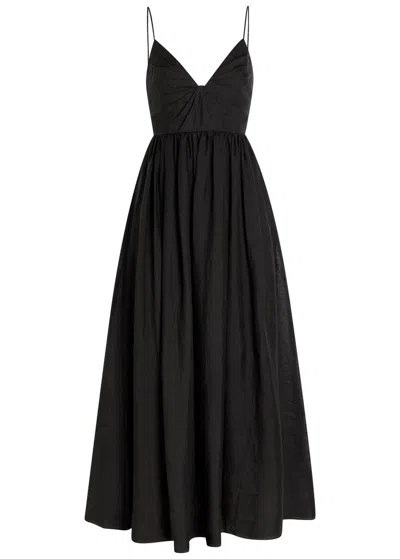 Aje Vacation Pleated Ramie Maxi Dress In Black