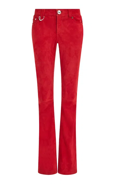 Aje Varleta Faux Suede Leather Pants In Red