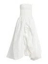 Aje Violette Strapless Ruched Cotton-poplin Gown In White