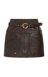 Aje Vexa Leather Mini Skirt - In Brown