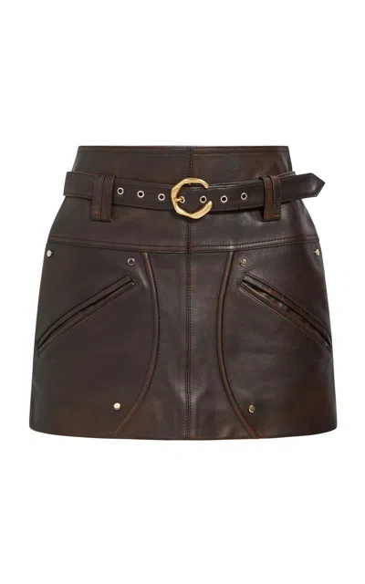 Aje Vexa Pocket-detailed Leather Mini Skirt In Brown