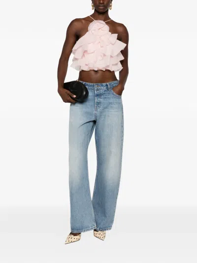 Aje Villa Ruffled Flower-detailed Organza Tank In Pink
