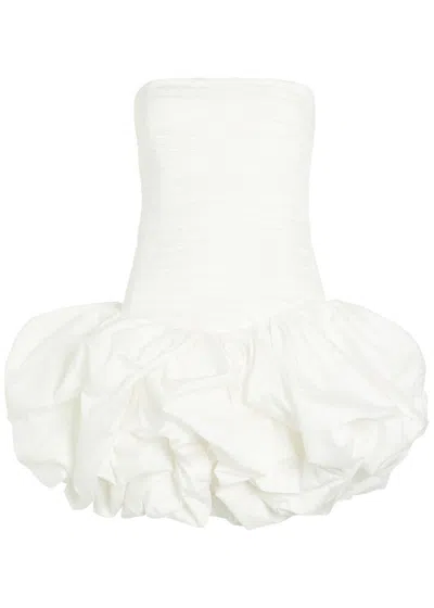 Aje Violette Strapless Ruched Cotton Mini Dress In Ivory