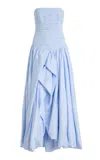 Aje Violette Bubble-hem Cotton Maxi Dress In Blue