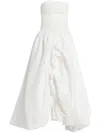 Aje Violette Strapless Ruched Cotton-poplin Gown In White