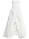 Aje Violette Strapless Ruched Cotton-poplin Gown In White