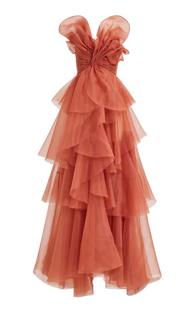 Aje Vionette Ruffled Gown In Red