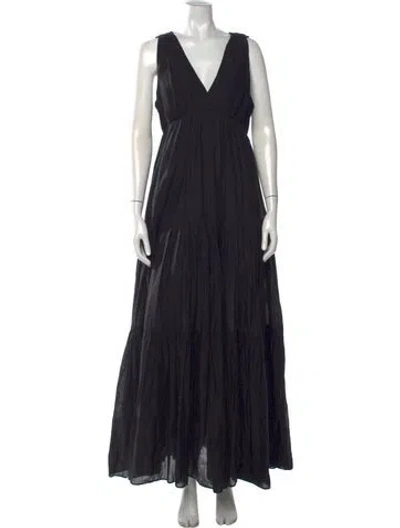 Pre-owned Aje V-neck Long Dress In Blue