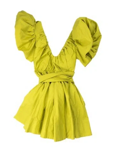 Pre-owned Aje V-neck Long Dress In Green