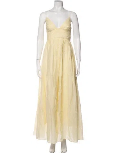 Pre-owned Aje V-neck Long Dress In Neutrals