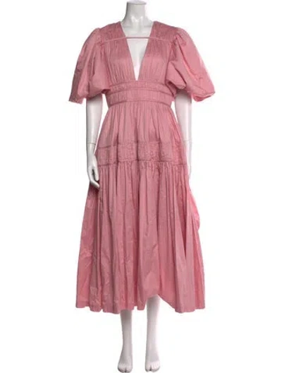 Pre-owned Aje V-neck Long Dress In Pink