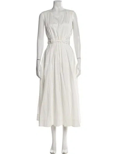 Pre-owned Aje V-neck Long Dress In White
