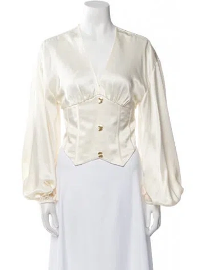 Pre-owned Aje V-neck Long Sleeve Blouse In Neutral