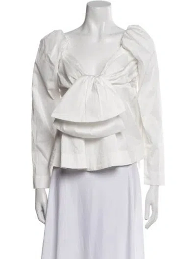 Pre-owned Aje V-neck Long Sleeve Blouse In White