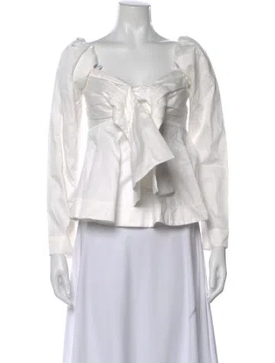 Pre-owned Aje V-neck Long Sleeve Blouse In White