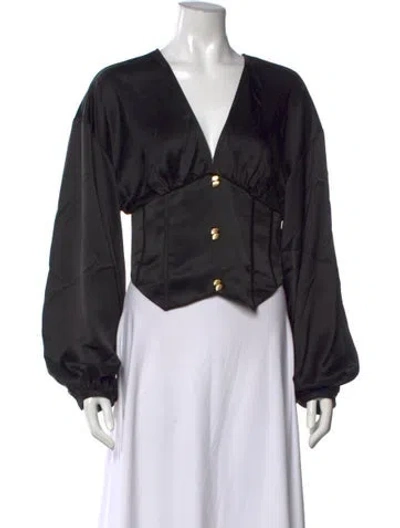 Pre-owned Aje V-neck Long Sleeve Top W/ Tags In Black