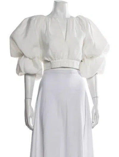 Pre-owned Aje V-neck Long Sleeve Top W/ Tags In White
