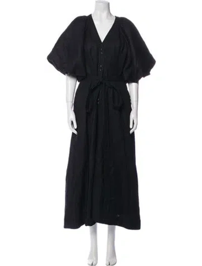 Pre-owned Aje V-neck Midi Length Dress In Black