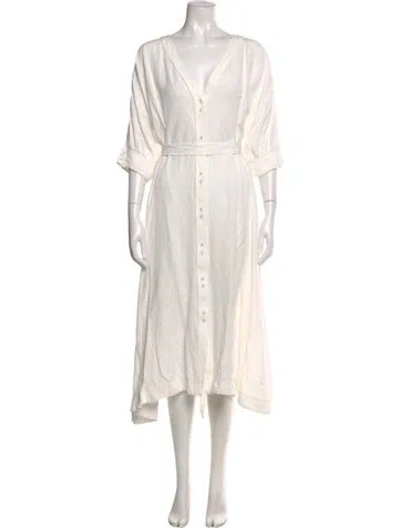Pre-owned Aje V-neck Midi Length Dress In Neutral