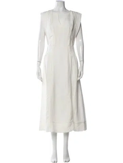 Pre-owned Aje V-neck Midi Length Dress In Neutral