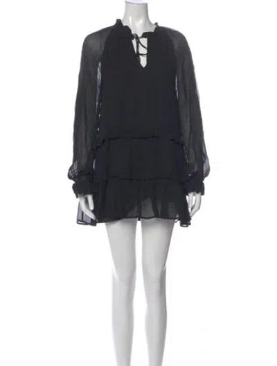 Pre-owned Aje V-neck Mini Dress In Black
