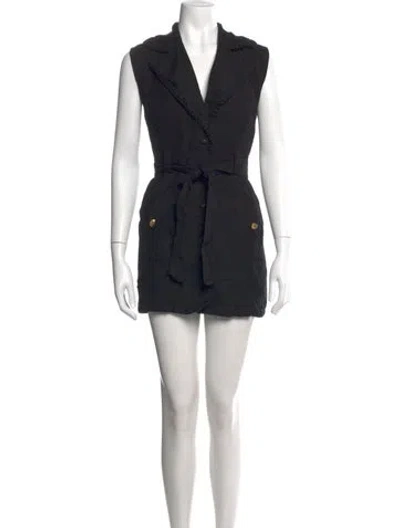 Pre-owned Aje V-neck Mini Dress In Black