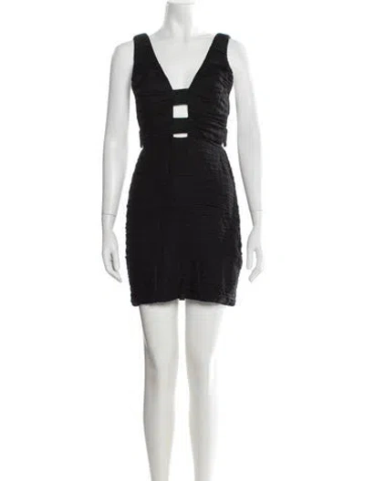 Pre-owned Aje V-neck Mini Dress In Black