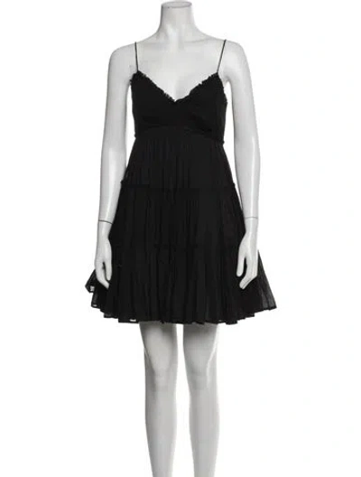 Pre-owned Aje V-neck Mini Dress In Black