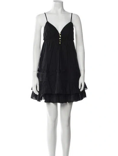 Pre-owned Aje V-neck Mini Dress In Black