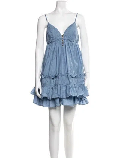 Pre-owned Aje V-neck Mini Dress In Blue