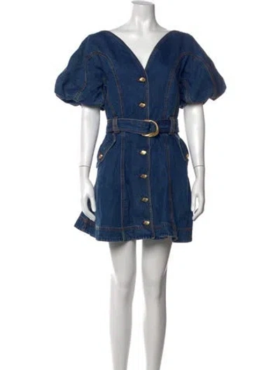 Pre-owned Aje V-neck Mini Dress In Blue
