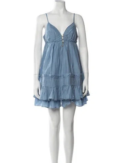 Pre-owned Aje V-neck Mini Dress In Blue