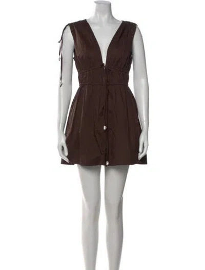 Pre-owned Aje V-neck Mini Dress In Brown