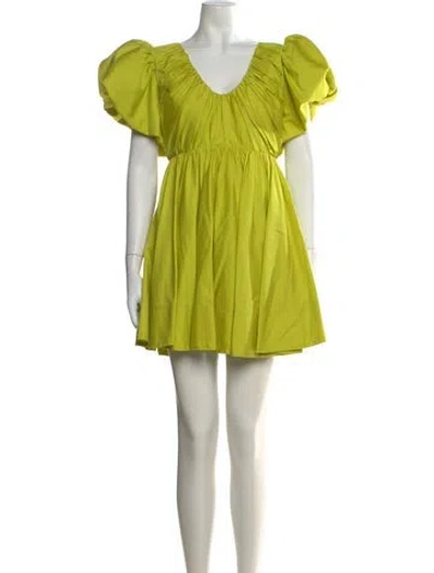 Pre-owned Aje V-neck Mini Dress In Green